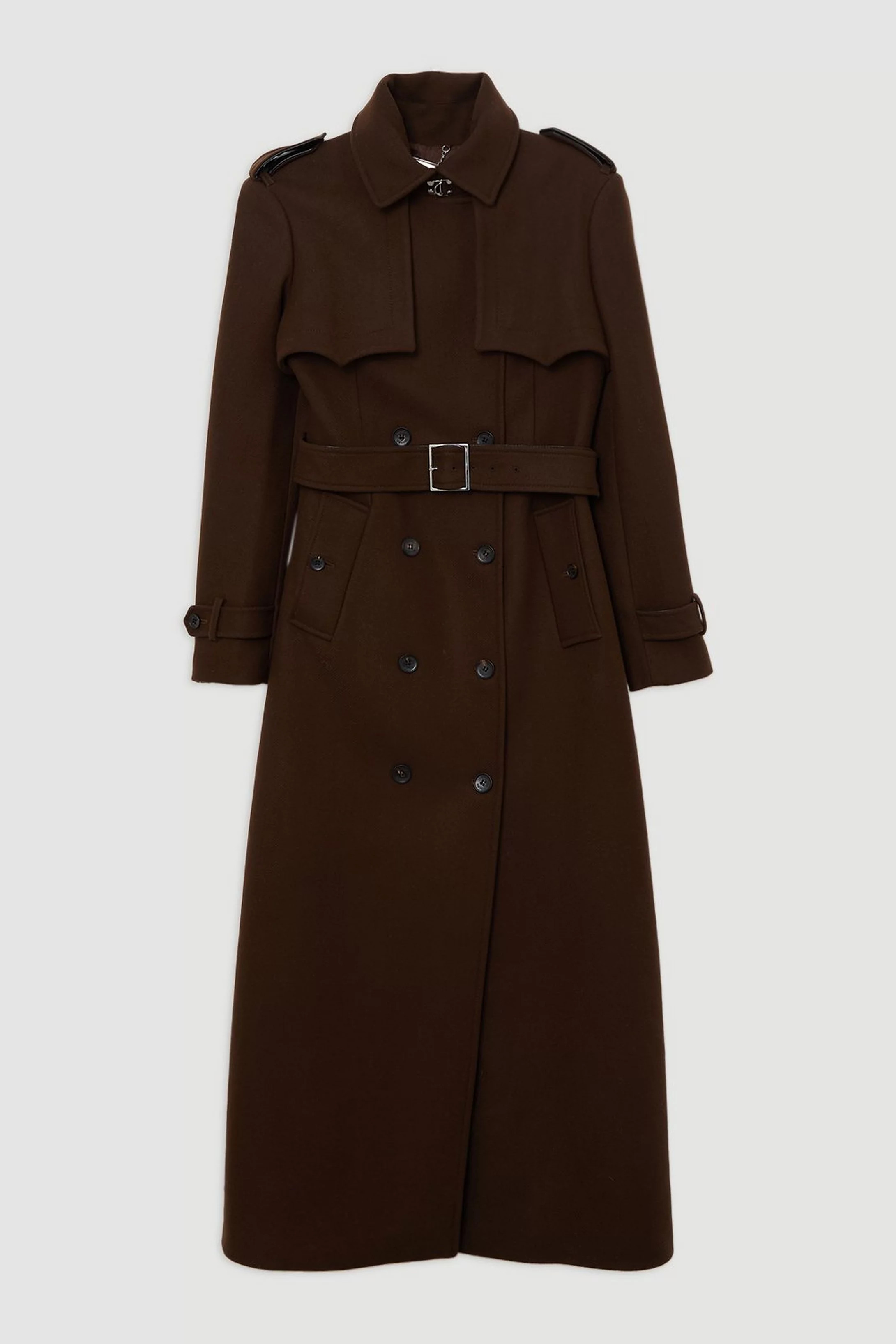 Italian Wool Tailored Belted Trench Maxi Coat | Karen Millen | Karen Millen UK + IE + DE + NL