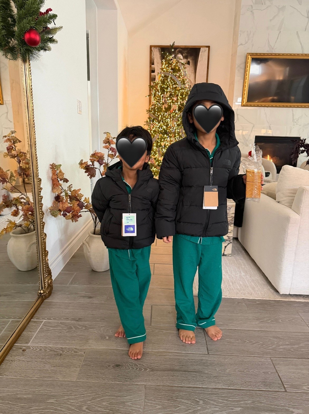 Kids north face  jackets are 30% off!! 

My 5 year old is wearing size 5 in small kids but I ended up returning it and sizing up to 5 for more room. 

My 7 year old is wearing size Small in big kids and it’s perfect fit with a little extra room for layers. 

#LTKSaleAlert #LTKKids #LTKCyberWeek