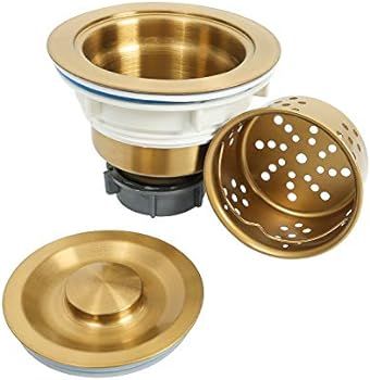 LQS Kitchen Sink Drain Strainer Assembly, Sink drain 304 Stainless Steel with Removable Deep Wast... | Amazon (US)