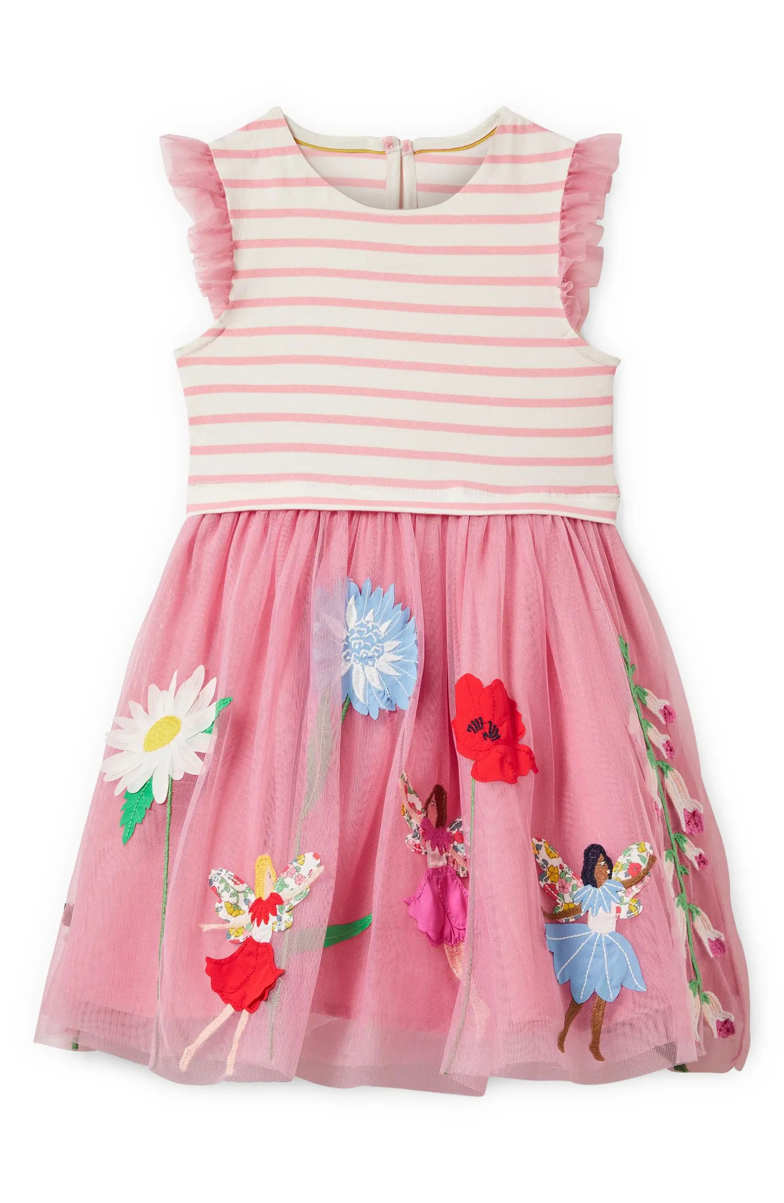 Mini Boden Kids' Stripe Appliqué Tulle Dress | Nordstrom | Nordstrom