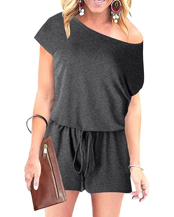ANRABESS Women's Loose Summer Casual Off Shoulder Short Sleeve One Piece Long Pants Romper Jumpsu... | Amazon (US)