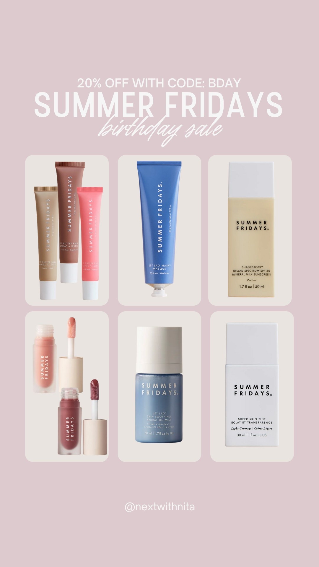 Happy birthday Summer Fridays!! One of my favorite Skincare brands. I use the jet let mask religiously and love all their lip products too 🥰💙

Use code: BDAY for 20% off your order! 

#LTKBeauty #LTKSpringSale #LTKSaleAlert