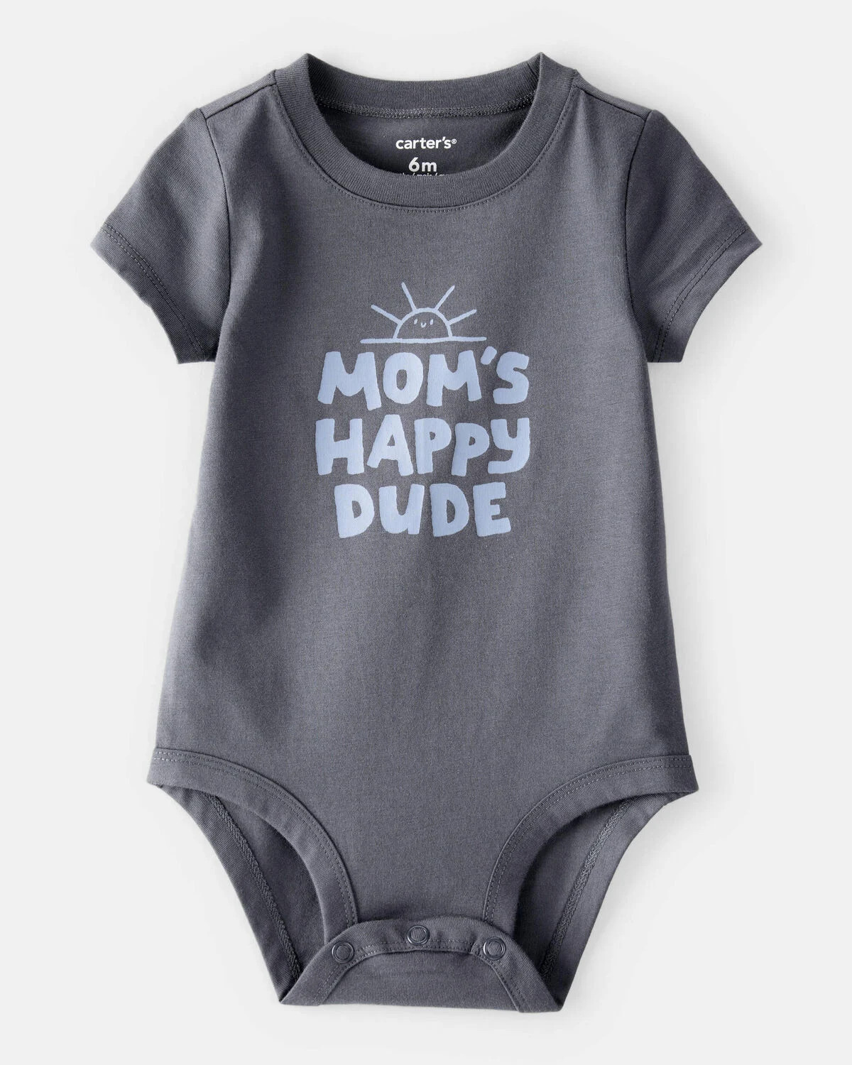 Baby Boy 'Mom's Happy Dude' Short-Sleeve Graphic Bodysuit - Grey | Carter's Inc