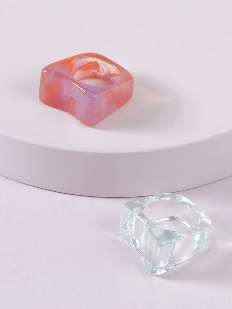 2pcs Hollow Out Resin Ring | SHEIN