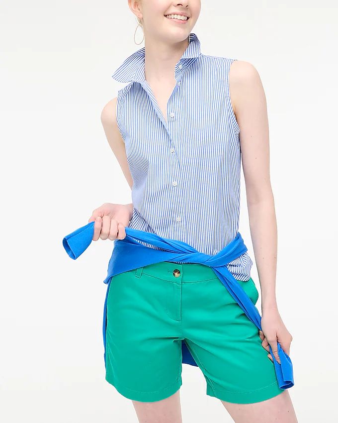 Sleeveless signature fit shirt in banker stripe | J.Crew Factory