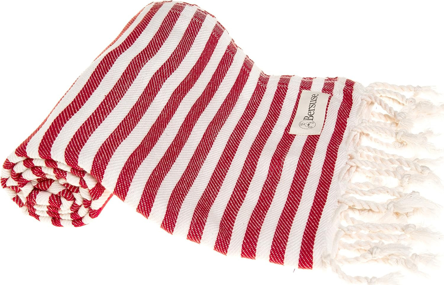 Bersuse 100% Cotton Malibu Turkish Towel - 37x70 Inches, Red | Amazon (US)