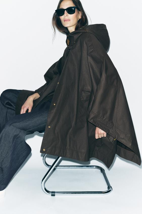 WAXED CAPE WITH CORDUROY COLLAR ZW COLLECTION | Zara US