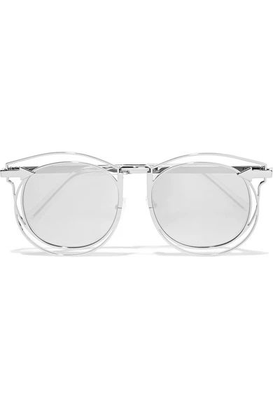 Karen Walker - Simone Aviator-style Silver-tone Mirrored Sunglasses - White | NET-A-PORTER (US)