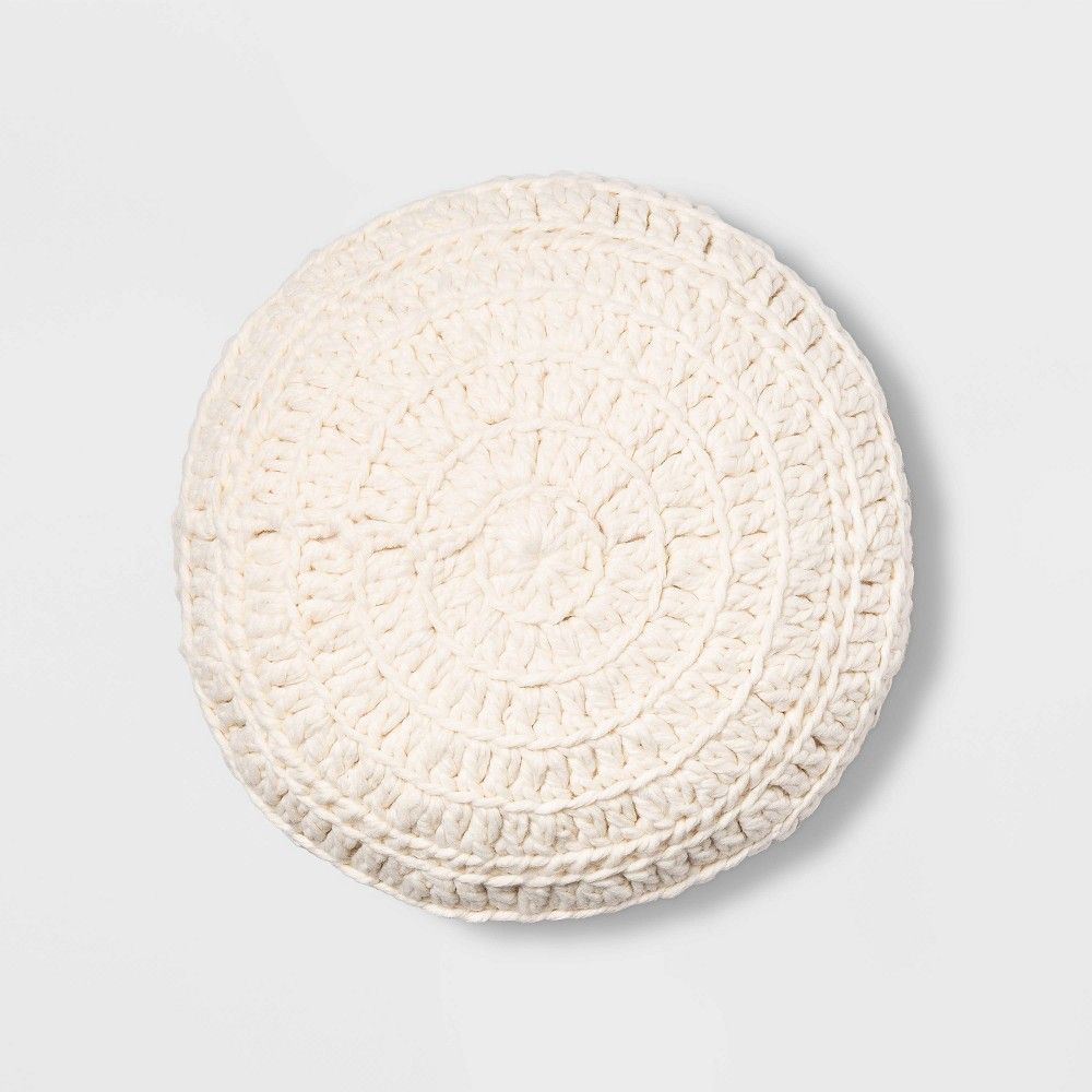 Hand Crochet Round Pillow Cream - Opalhouse , Ivory | Target