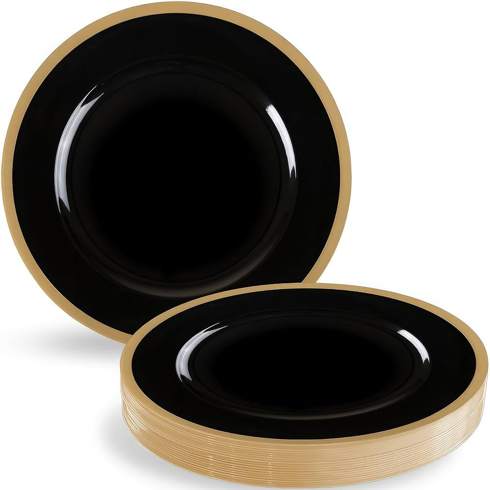Blue Sky Black and Gold Rim Charger Plates | 13", Set of 4 | Round Elegant Design for Events | Du... | Amazon (US)