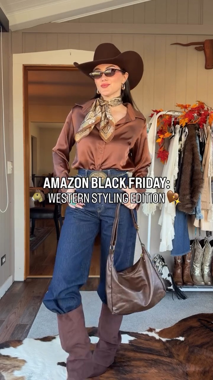 Styled an Amazon Black Friday outfit! Western inspired! 🤎✨

SIZES: Top-M/Jeans-25/Shoe-7

@amazon #ad #founditonamazon #winterfavorotes2025 #westernfashion #westernstyle #cowgirlstyle #cowgirlchic #rodeofashion #nfr #nfrfashion #nfrstyle

#LTKootd #LTKSaleAlert #LTKHoliday
