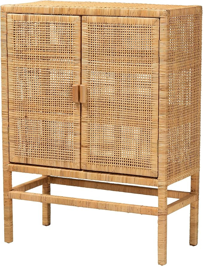 bali & pari Vivan Woven Natural Rattan Storage Cabinet, 2-Door, Small, Light Honey | Amazon (US)