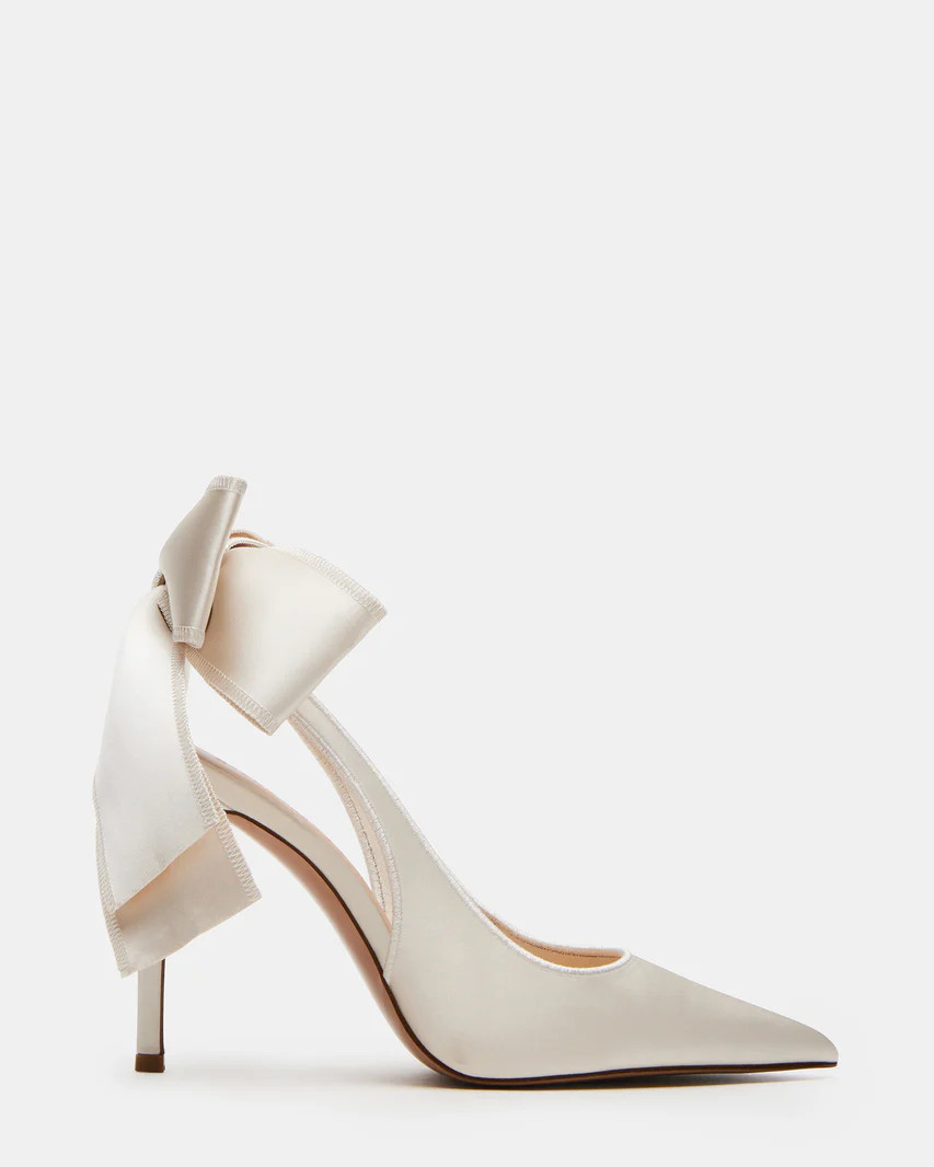 TEACUP Ivory Satin Pointed-Toe Slingback Heel | Women's Heels | Steve Madden (US)