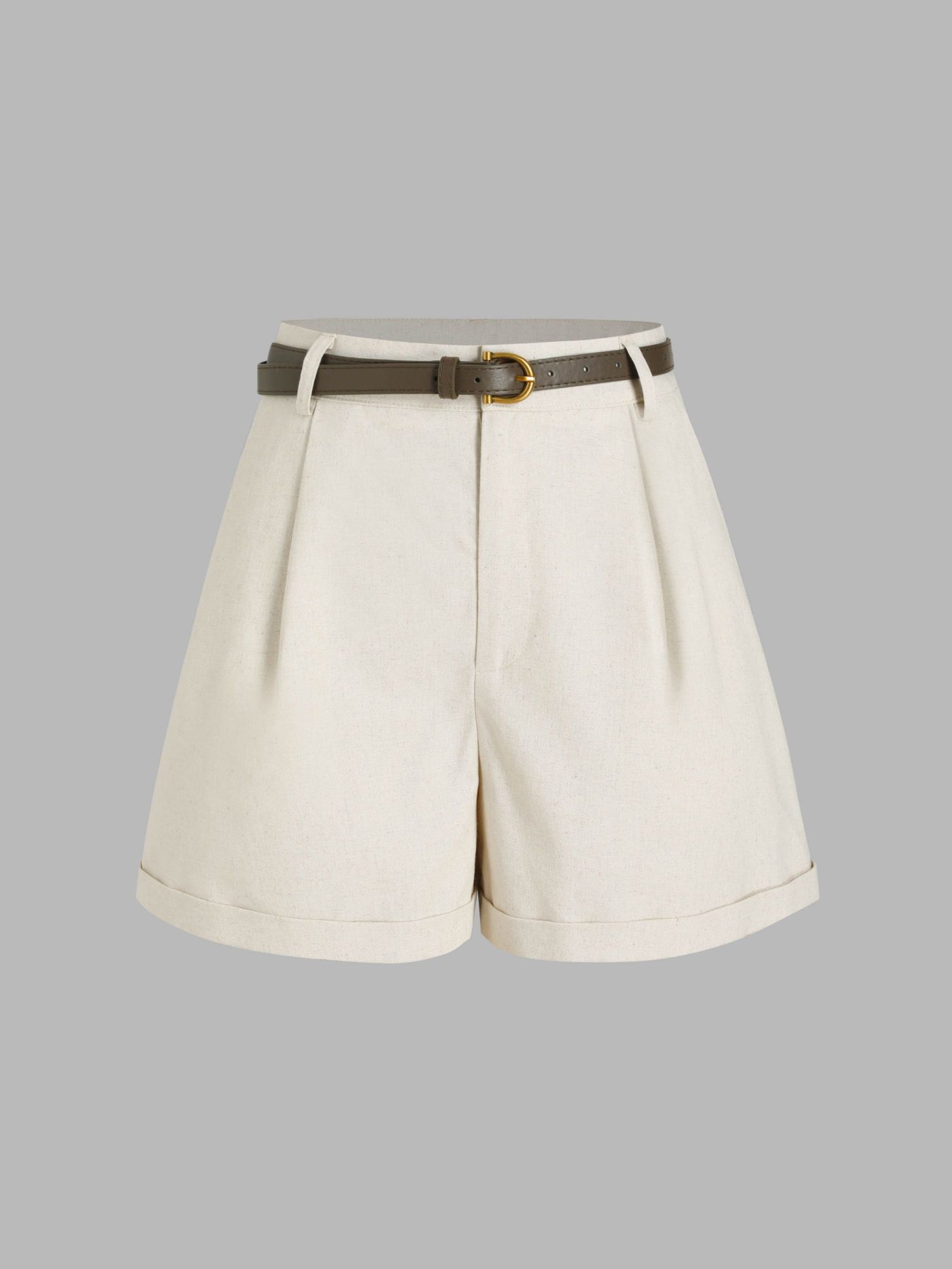 Linen-blend French Riviera Vacation Linen-blend High Waist Belted Wide Leg Shorts For Daily Casua... | Cider