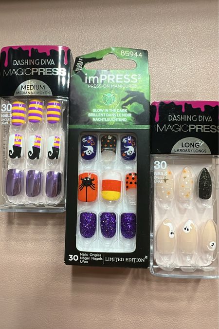 Halloween nails! Impress press on nails and Dashing Diva magic press nails. Perfect at home nails & an at home spa day. Match your Halloween costume and get a cute Halloween nail designs for under $15. Xoxo, Lauren #LTKHalloween #halloween #LTKFall fall nails

#LTKunder50 #LTKunder100 #LTKbeauty