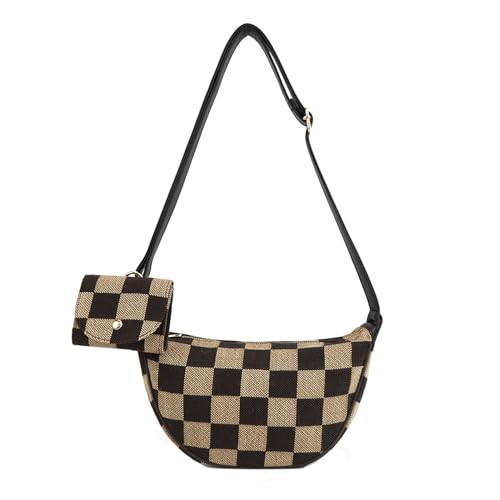 Checkered Crossbody Bag Bum Bags for Women Checkered Purse Plaid Womens Cross Body Purses Checkered Fanny Pack (C01 Black) | Amazon (US)