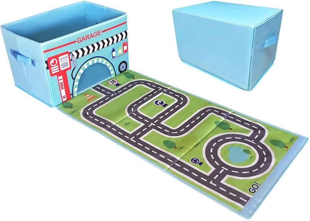 EMBRACE PLAY Toy storage box with car rug play mat - Toy box for boys and girls - 2 in 1 collapsi... | Amazon (US)