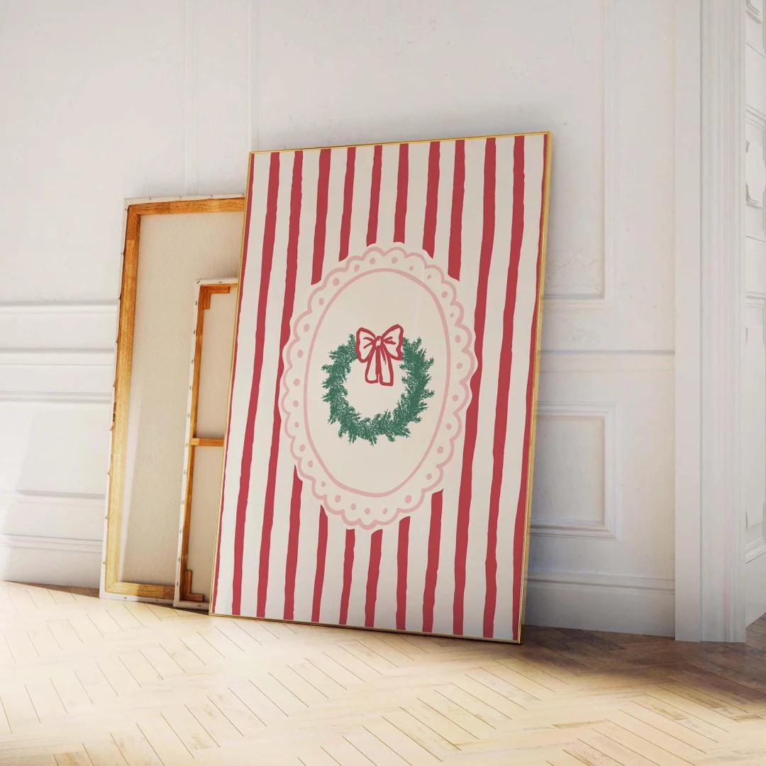 Vintage Christmas Wall Art, Digital Art Download, Whimsical Christmas Print, Trendy Holiday Wall ... | Etsy (US)