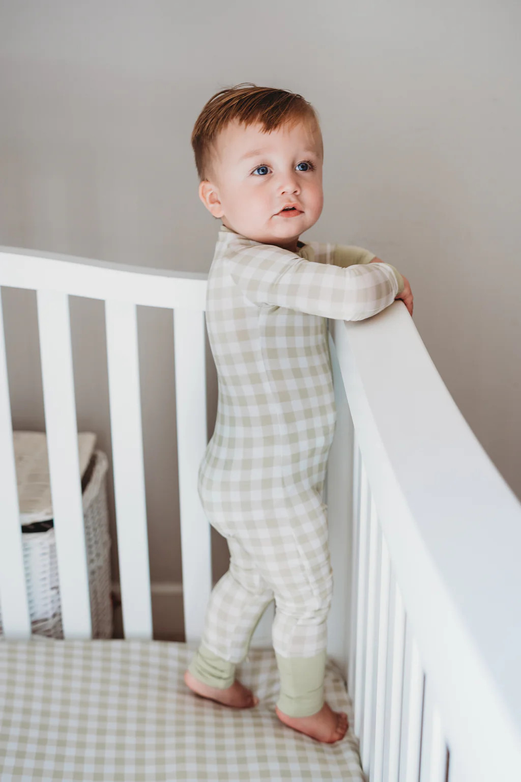 SAGE GINGHAM DREAM ROMPER | Dream Big Little Co.