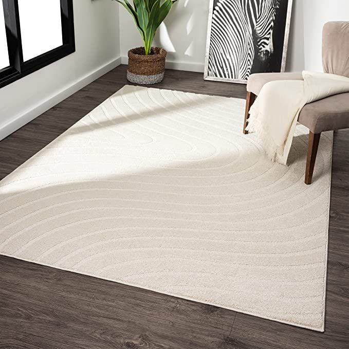 LUXE WEAVERS Modern Geometric Wave Cream 8x10 Area Rug | Amazon (US)