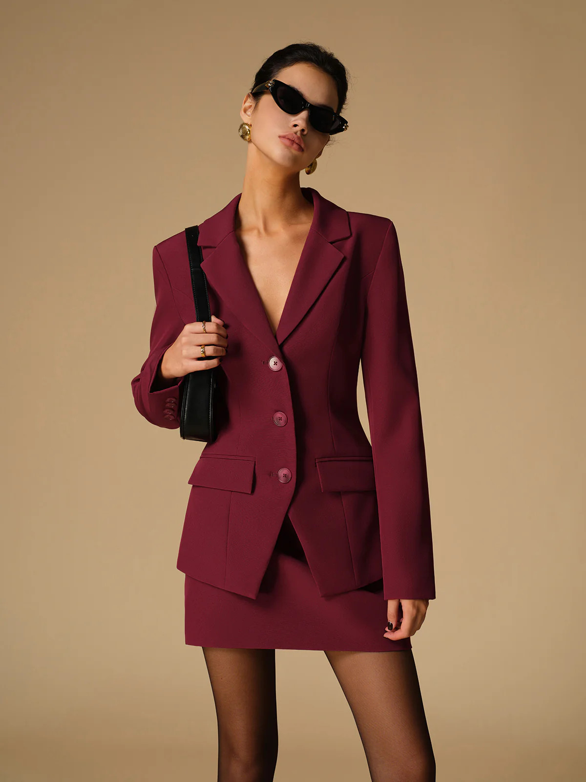 Split Button Slim Blazer | Commense