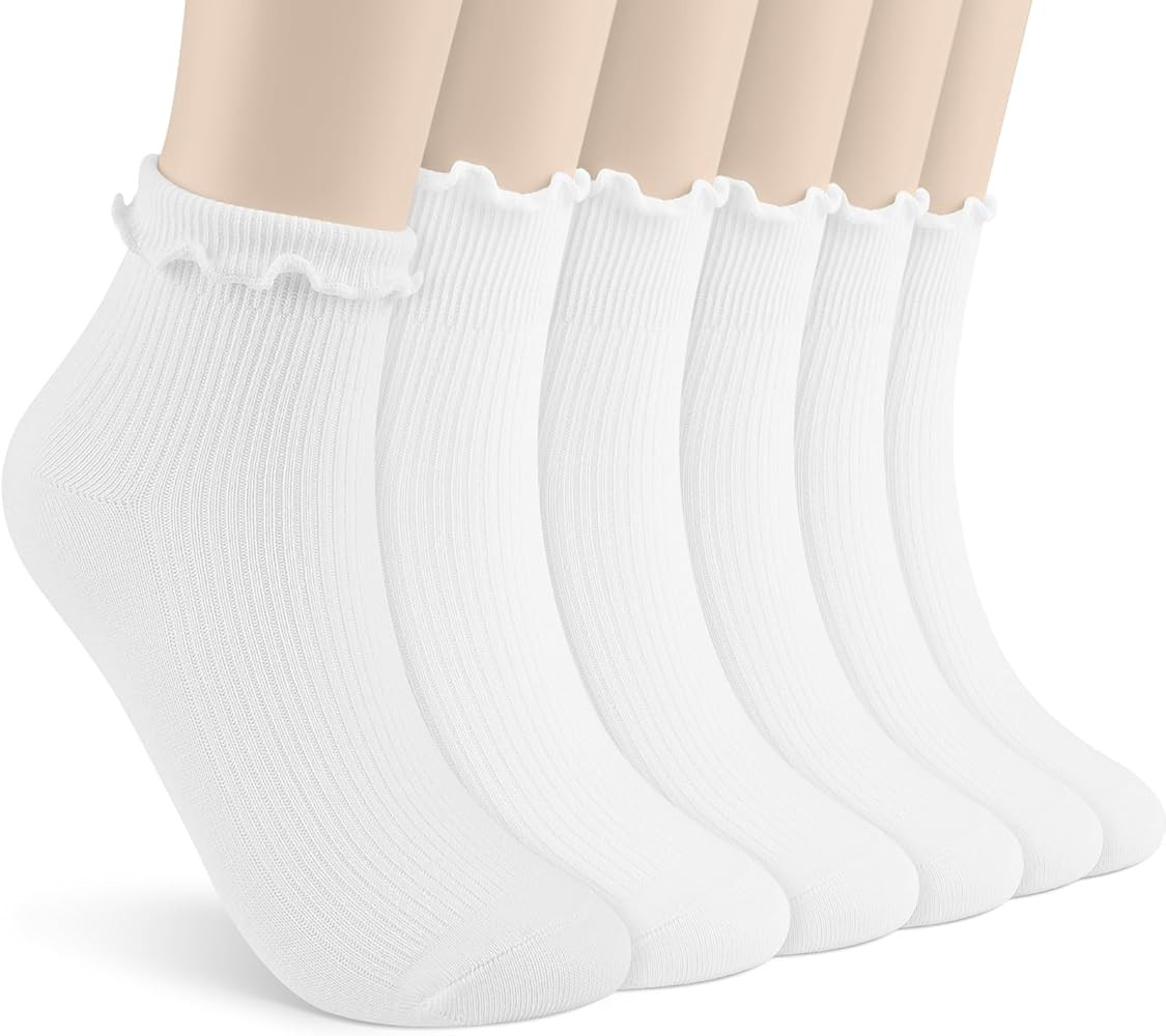 6 Pairs Ruffle Socks,White Frilly Ankle Socks,Soft Socks With Ruffles for Women | Amazon (CA)