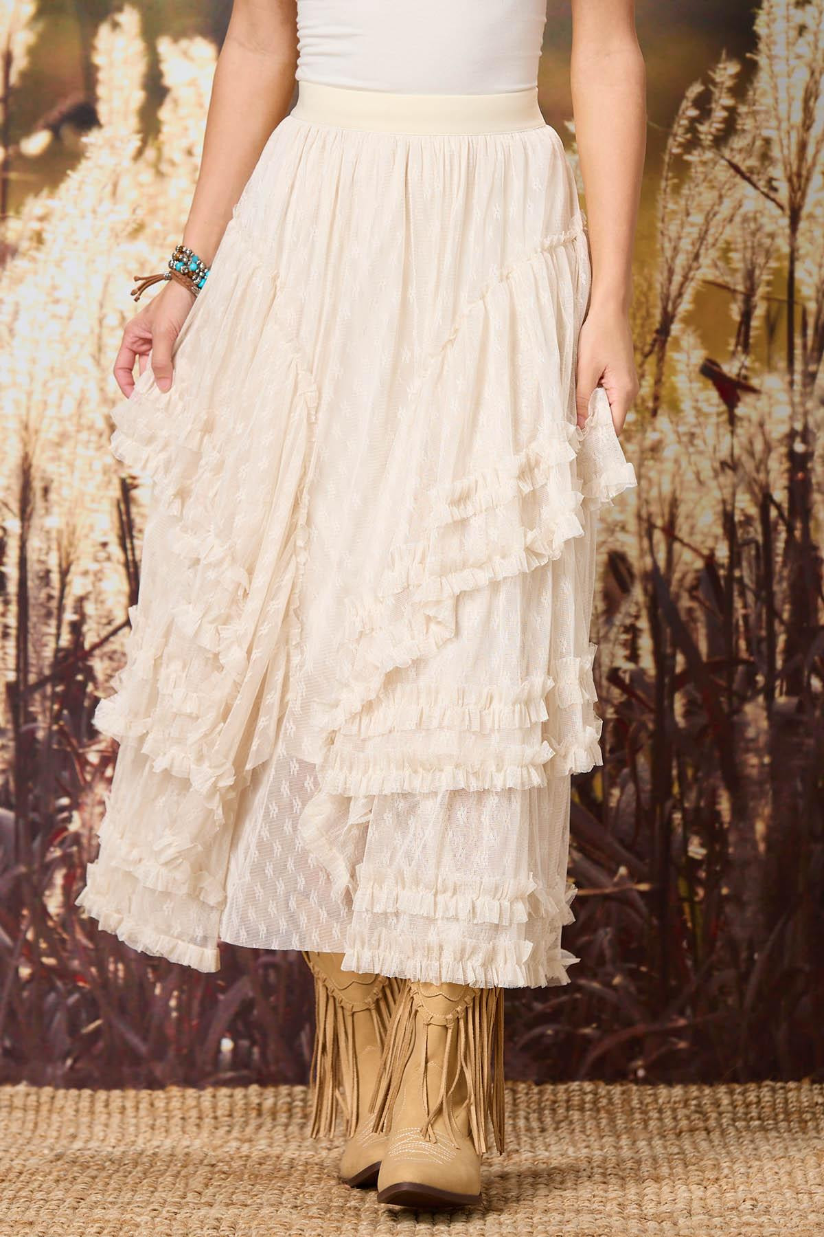 Ruffled Lace Midi Skirt | Cato Fashions