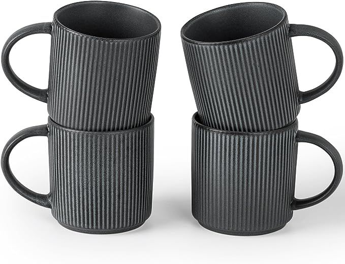famiware 4 Pieces Coffee Cups, 12 oz Catering Mug with Handle for Coffee, Tea, Cocoa, Milk, Matte... | Amazon (US)