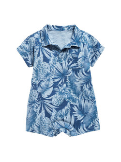 Unisex Slub-Knit Johnny Collar Short One-Piece for Baby | Old Navy (US)