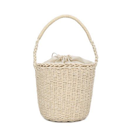 Women's Fashion Straw Woven Bag Solid Color Handbag Wild Casual Bucket Bag | Walmart (US)