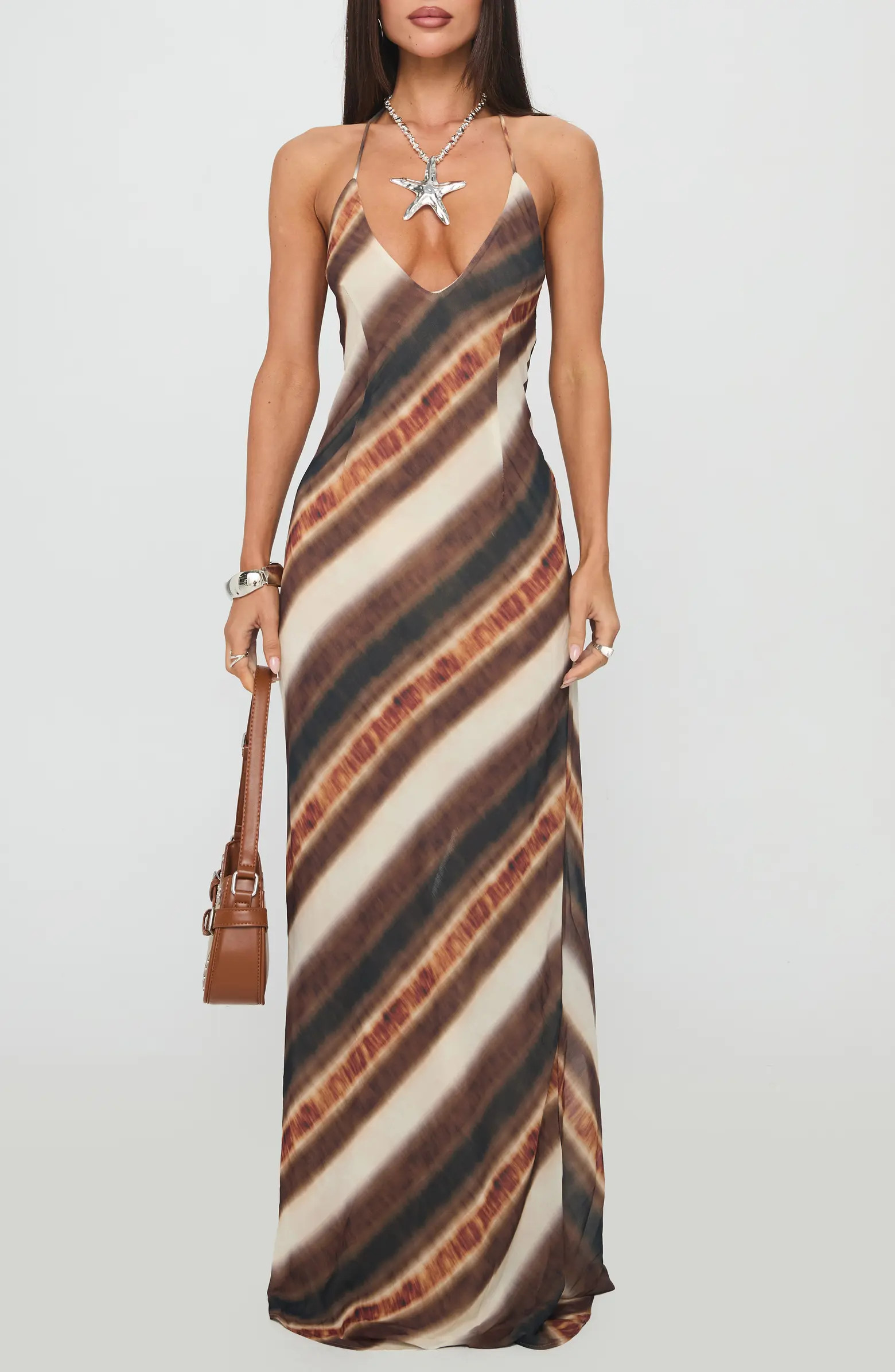 Princess Polly Esmira Plunge Halter Maxi Dress | Nordstrom | Nordstrom