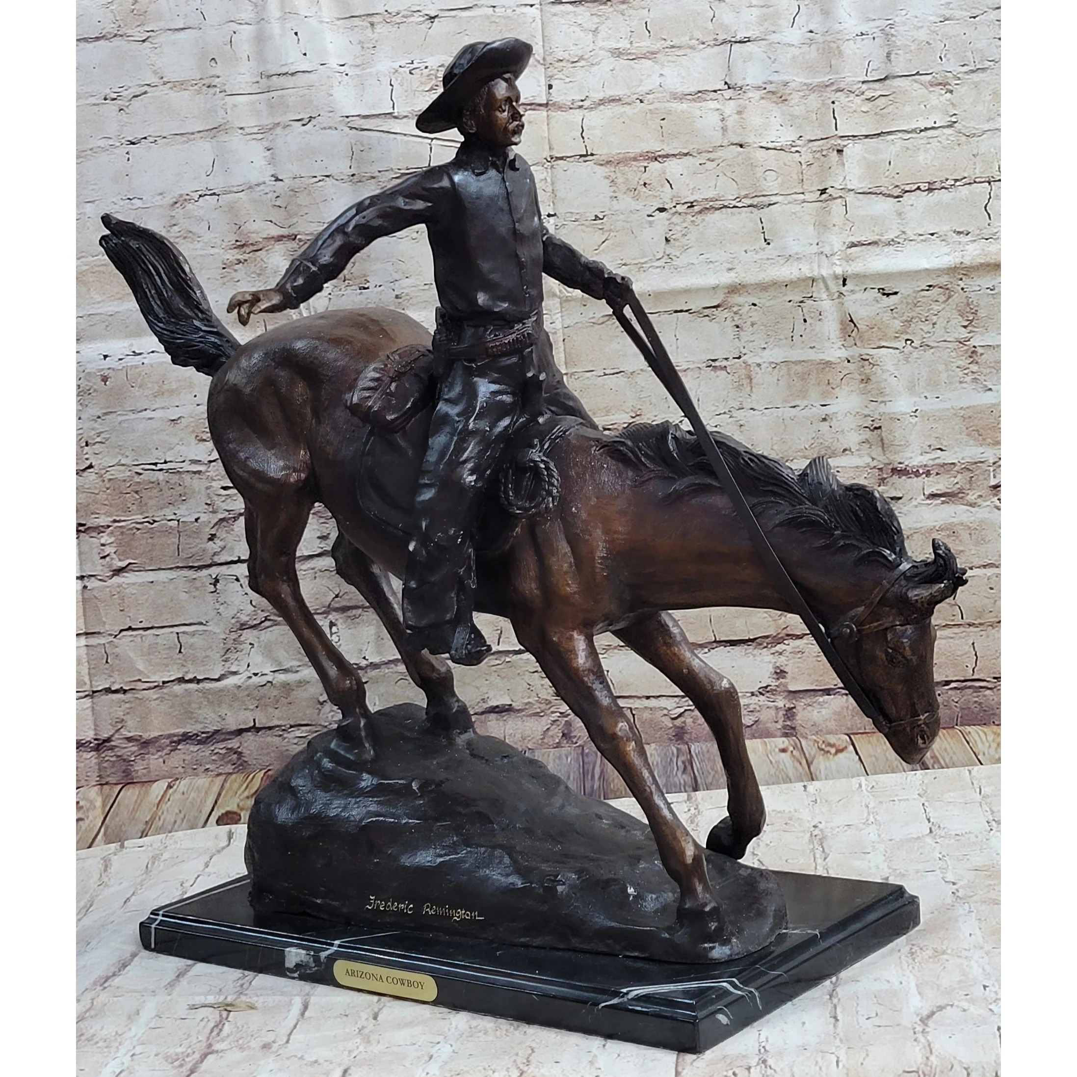 Frederic Remington Arizona Cowboy Bronze Sculpture Statue Western Americana 22 Inches X 26 Inches | Bed Bath & Beyond