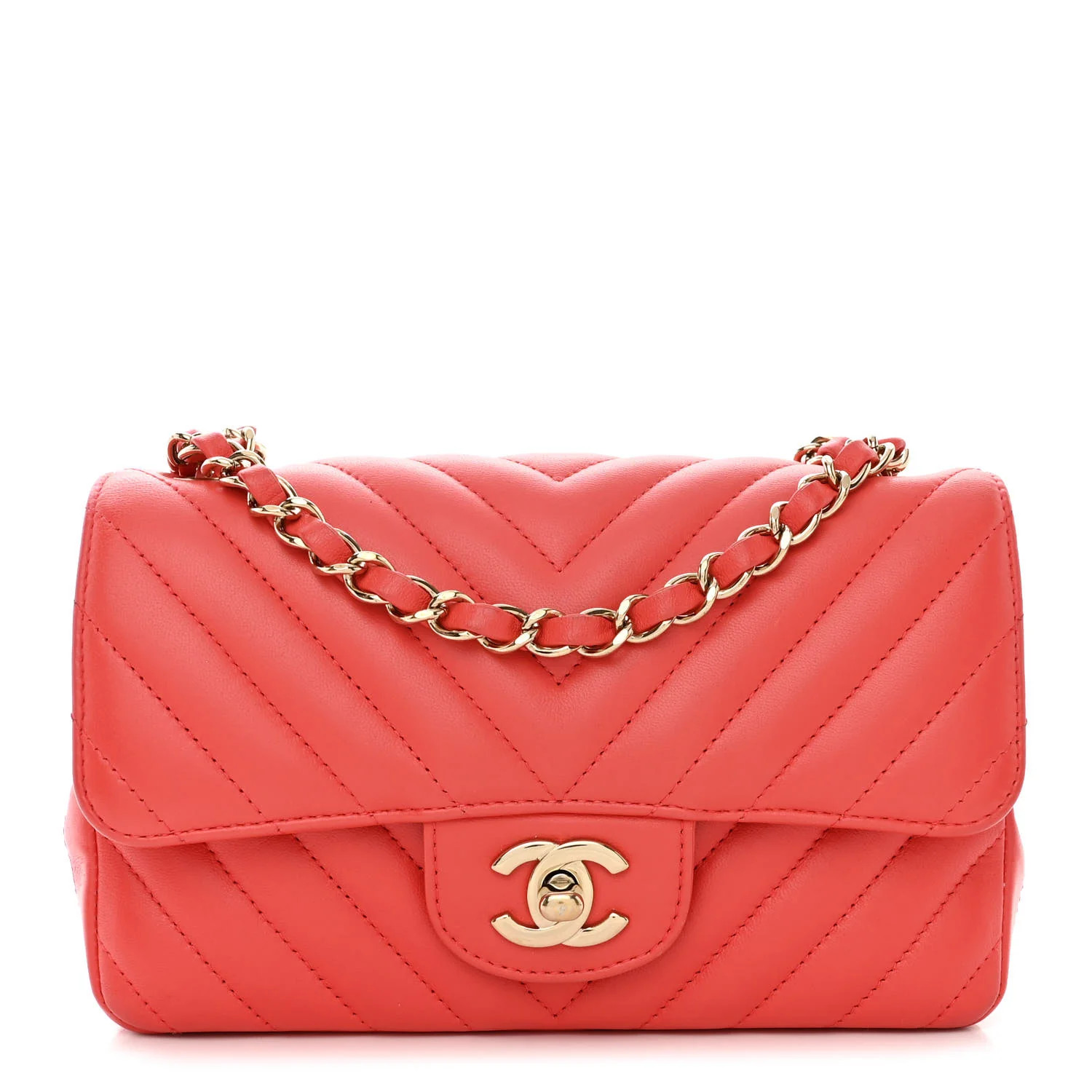 Caviar Chevron Quilted Mini Rectangular Flap Red | FASHIONPHILE (US)