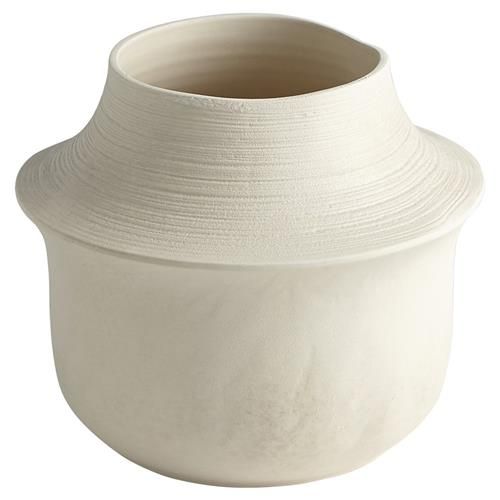 Studio A Home Fladis Modern Classic Matte Cream Ceramic Low Table Vase | Kathy Kuo Home