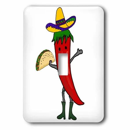 3dRose Cute Funny Red Hot Jalapeno Pepper Man eating Taco - Single Toggle Switch (lsp_275774_1) | Walmart (US)