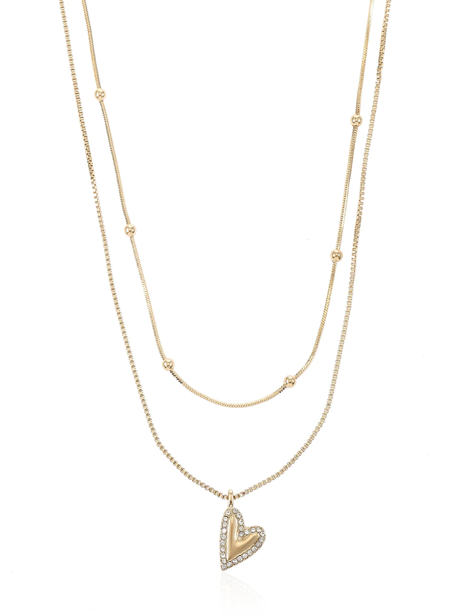 Time and Tru Goldtone Heart Motif Necklace Set, 2 Pieces | Walmart (US)