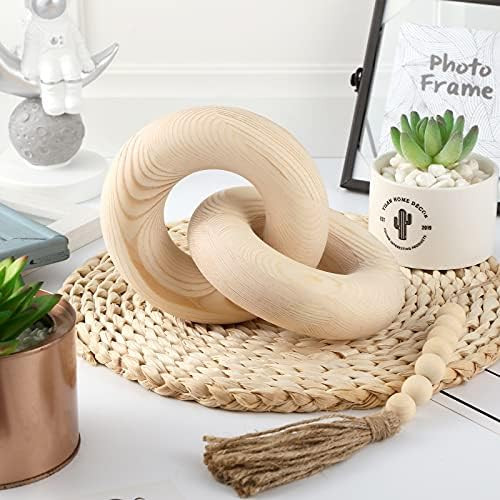 2 Pieces Wood Chain Link Decor Bead Garland Set Rustic Wood Bead Link Hand Carved Wooden Wall Dec... | Amazon (US)