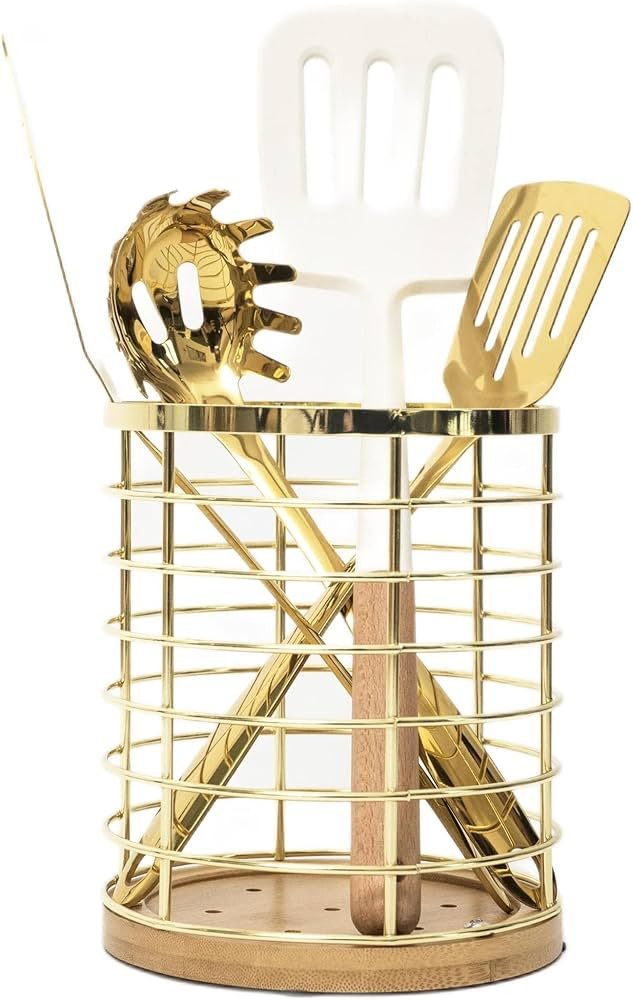 Janxin Kitchen Utensil Holder,6.4″Large Utensil Holder for Kitchen Counter, Utensil holder with... | Amazon (US)