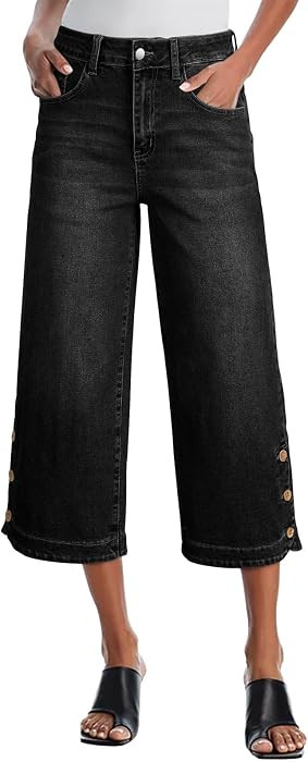SHEWIN Women Capri Jeans Summer High Waist Stretchy Pants | Amazon (US)