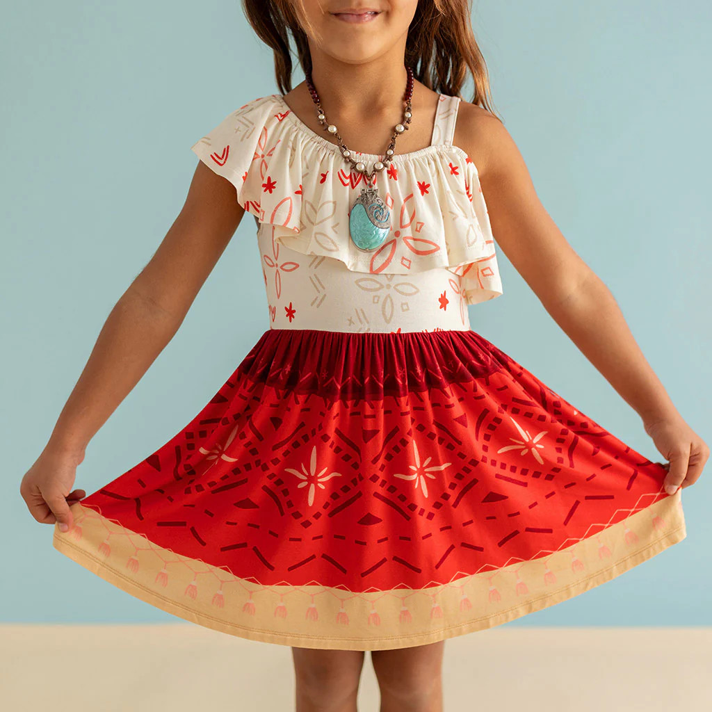 Red Cap Sleeve Disney Moana Twirl Dress | Posh Peanut® | Posh Peanut