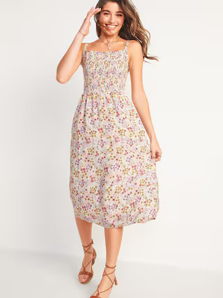 Smocked Fit & Flare Cami Midi Dress for Women | Old Navy (US)