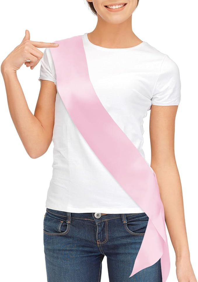 Blank Satin Sash, Plain Sash, Party Decorations, Make Your Own Sash (Pink) | Amazon (US)