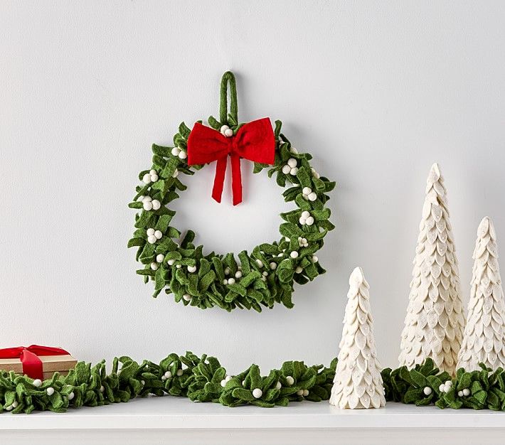 Small Felted Wool Mistletoe Wreath | Pottery Barn Kids