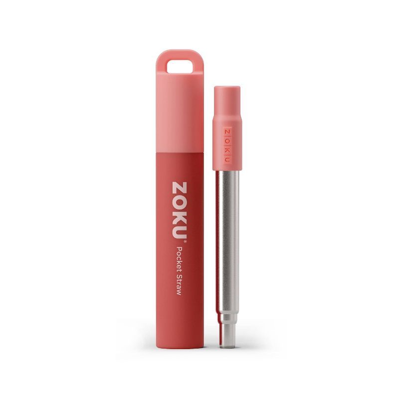 Zoku Two Tone Reusable Collapsible Pocket Straw with Carrying Case and Cleaning Brush | Target