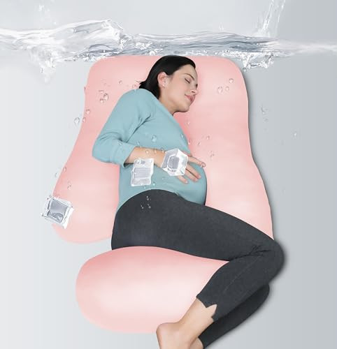 MOON PARK Pregnancy Pillows for Sleeping - U Shaped Full Body Maternity Pillow with Removable Cover - Support for Back, Legs, Belly, HIPS - 57 Inch - Pink - Cooling Cover | Amazon (US)