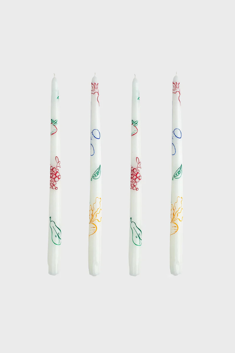 Fruits & Veggies Hand-Painted Taper Candles (Set of 4) | Tuckernuck (US)