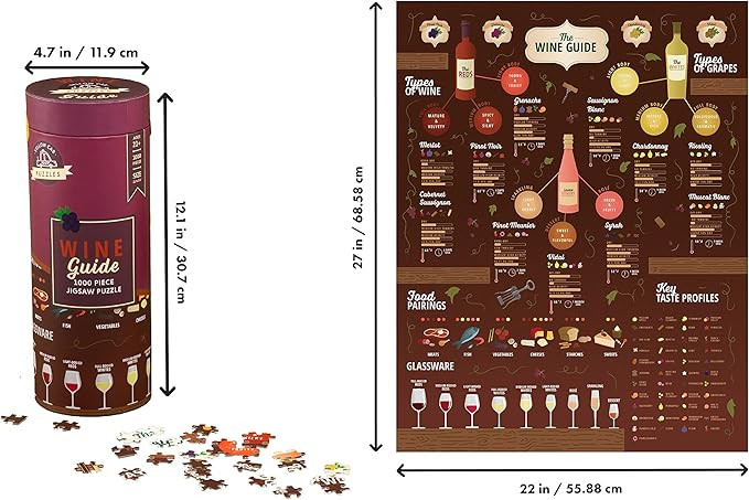 1000 Piece Jigsaw Puzzle - Adults 21+ Measures 21.7" x 27.6" - Unique Wine Guide Puzzle, Great Gi... | Amazon (US)