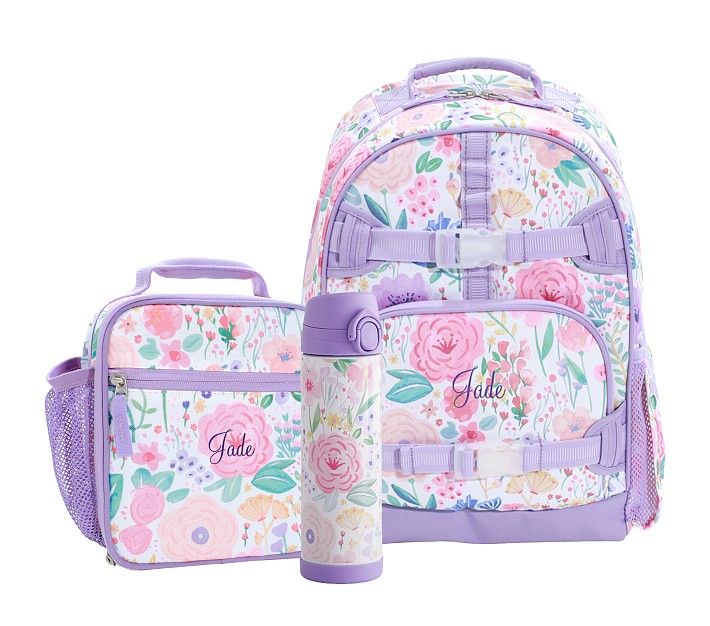 Mackenzie Lavender Floral Blooms Backpack & Lunch Bundle, Set of 3 | Pottery Barn Kids