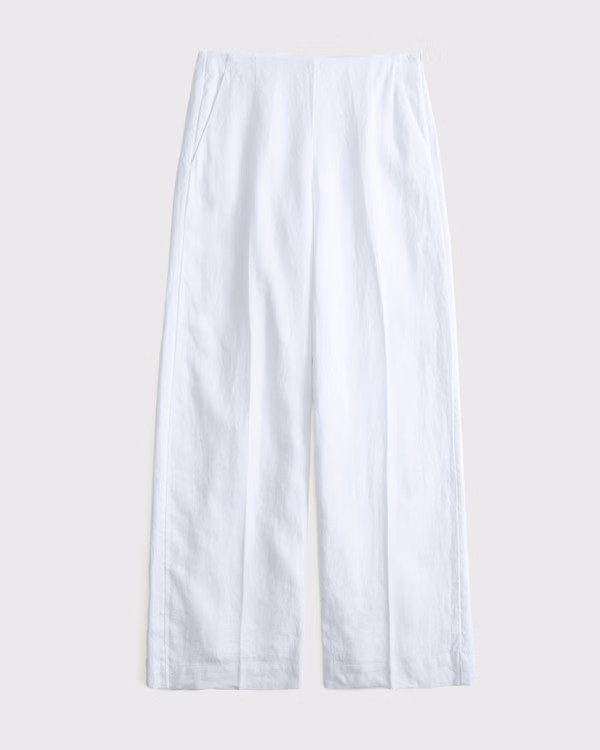 Women's Premium Linen Tailored Ultra Wide Leg Pant | Women's Bottoms | Abercrombie.com | Abercrombie & Fitch (US)