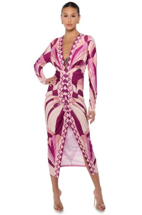 ODETTE SCARF PRINT MIDI DRESS | AKIRA